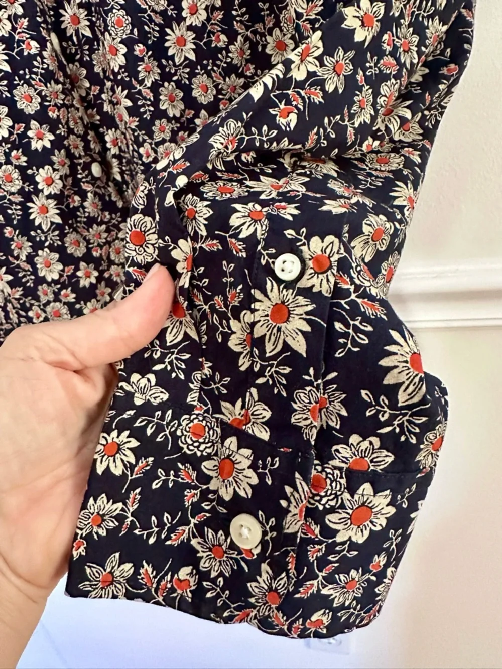 J Crew Men’s Secret Wash Button Down Organic Cotton Floral Shirt Large